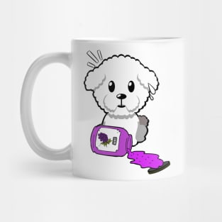 Funny furry dog spilled grape jam Mug